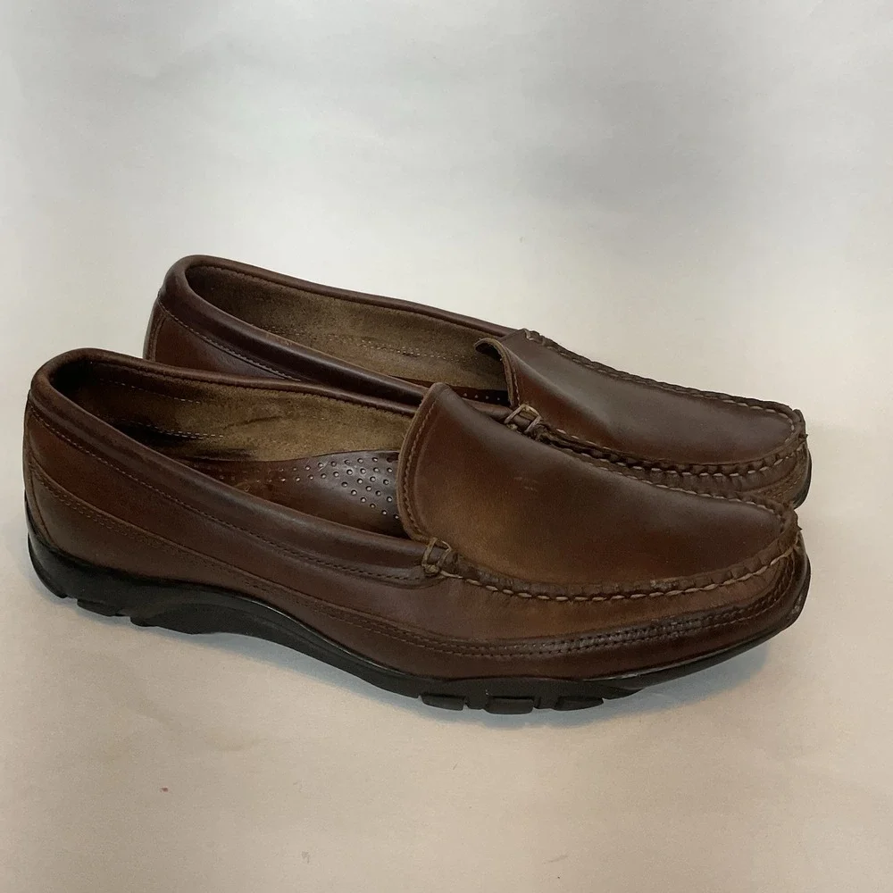 Allen Edmonds Boulder Dark Brown Leather Loafer Shoes Slip‎ On Solid Men Size 9D